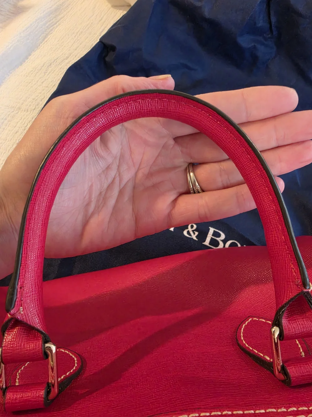 Dooney & Bourke Red Leather Satchel with Shoulder Strap